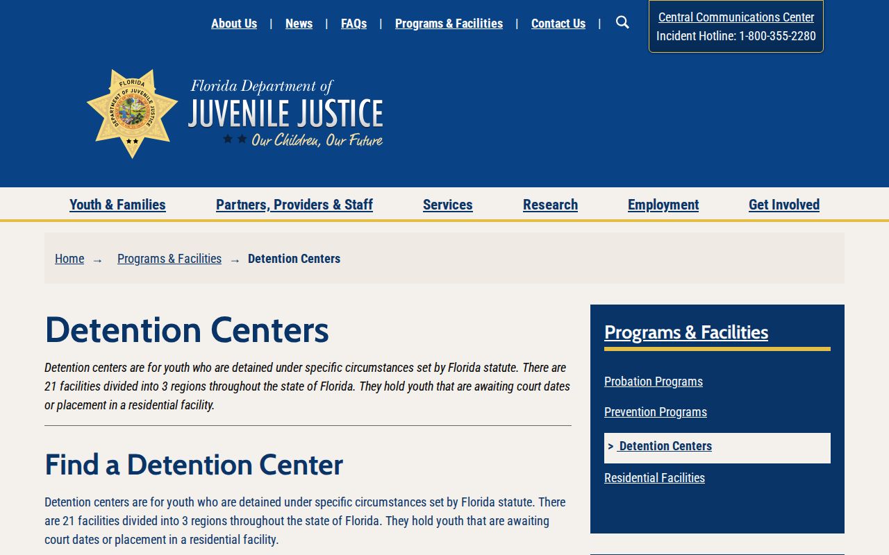 Alachua Regional Juvenile Detention Center release records directory for Gilchrist County