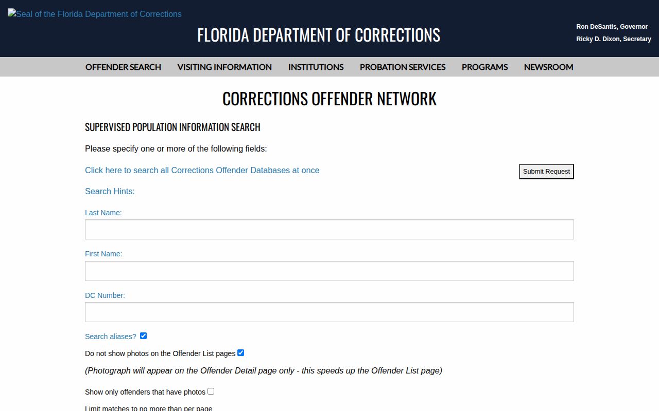 Gilchrist County parole and probation FDOC supervised offender search